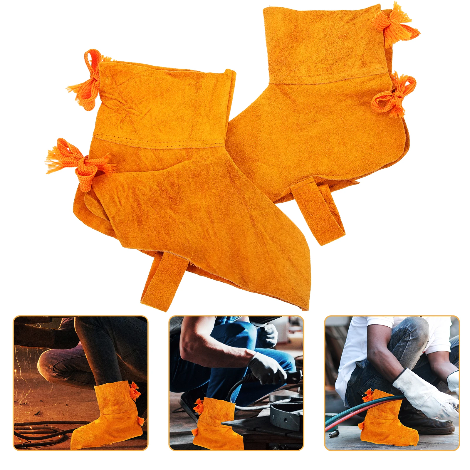 

Cowhide Foot Guards Welder Boot Protector Welding Shoe Covers Men Protective Double Layer Yellow Cowhide Heat Insulated Anti