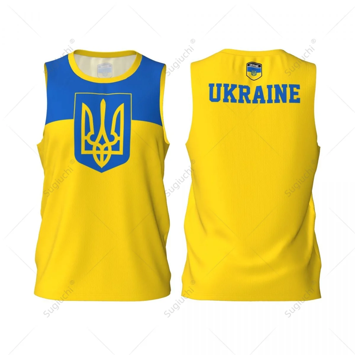 Ukraine-Flagge, Herren, Basketball, Sport, Laufen, Fitness, multifunktionales ärmelloses T-Shirt, exklusives individuelles Namensnummer