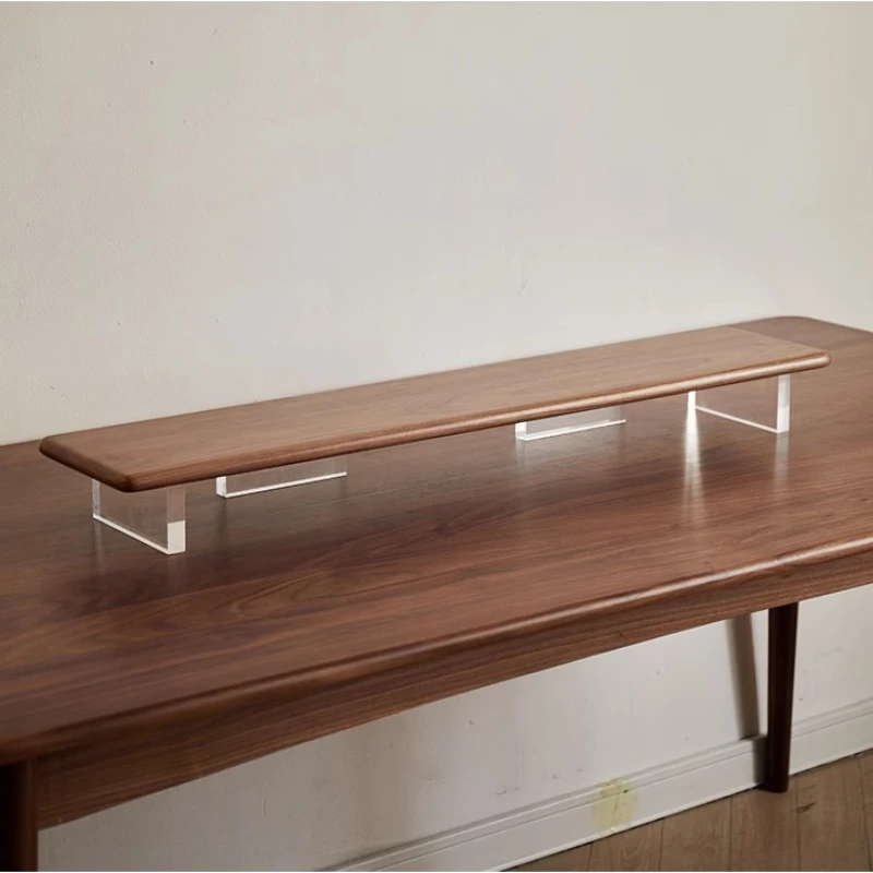 Dudukan Monitor Akrilik Mengambang Meja Komputer Kayu Solid Layar Modern Tempat Penambah Tinggi Ergonomis Organizer Meja Kantor