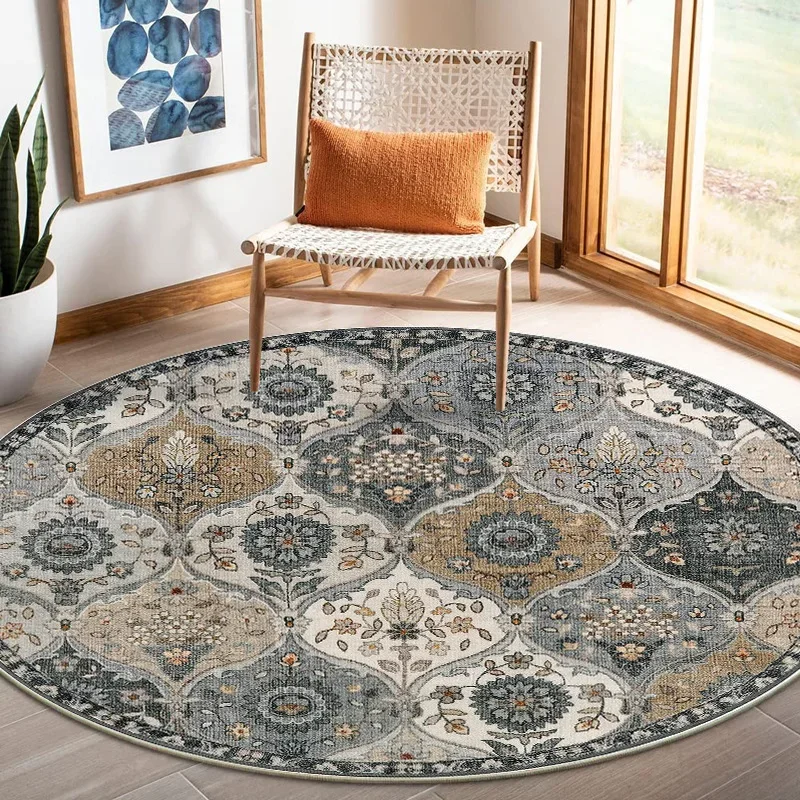Bohemian Round Carpet – Soft Non-Slip Rug for Living Room, Bedroom, or Kids' Room Retro Home Decor
