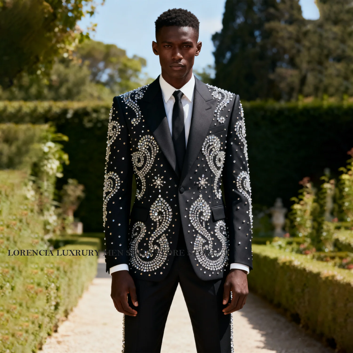 

Мужские костюмы с кристаллами в африканском стиле, смокинги для жениха с остроконечными лацканами, комплект из 2 предметов, пиджаки для выпускного вечера по индивидуальному заказу, облегающие Ropa Hombre