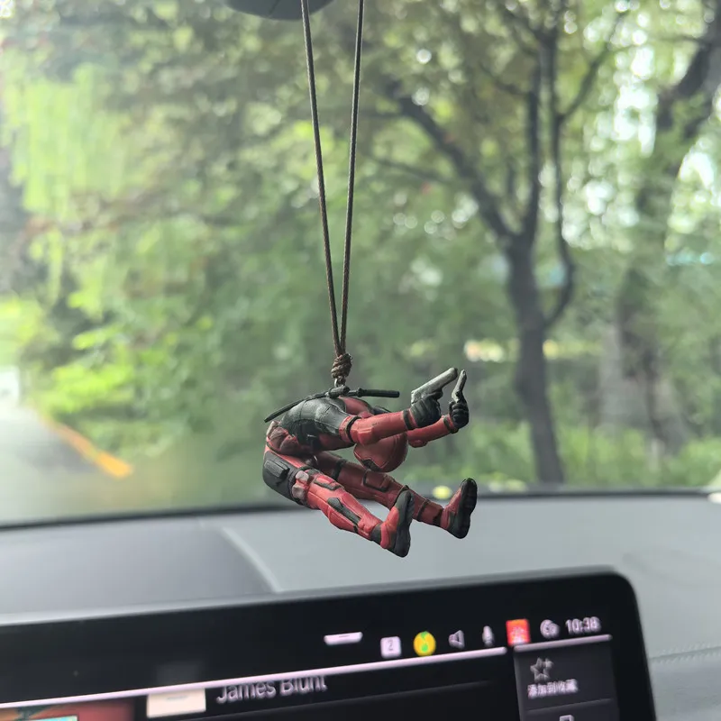 Deadpool Action Figures Ornaments Marvels Anime Car Rearview Mirror Pendant Bedroom Model Doll Hangings Decor Home Classic Toys