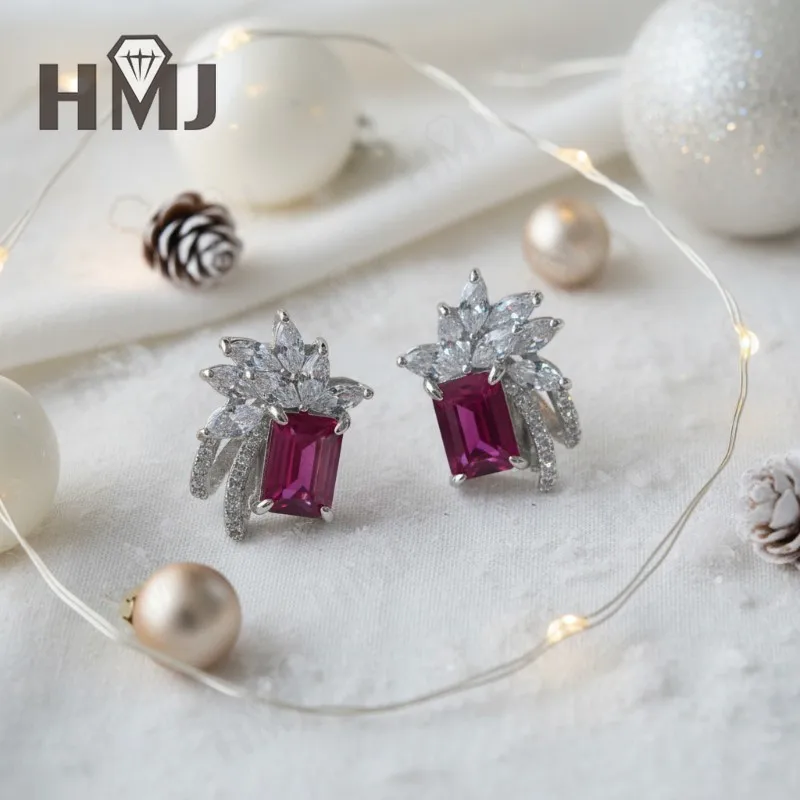 أقراط برج السكر الزمرد 1.3-2.5CT مختبر نمت الأحجار الكريمة الجانب مويسانيتي الماس للنساء رجل حفلة عيد الميلاد المفضلة هدية ساخنة #3