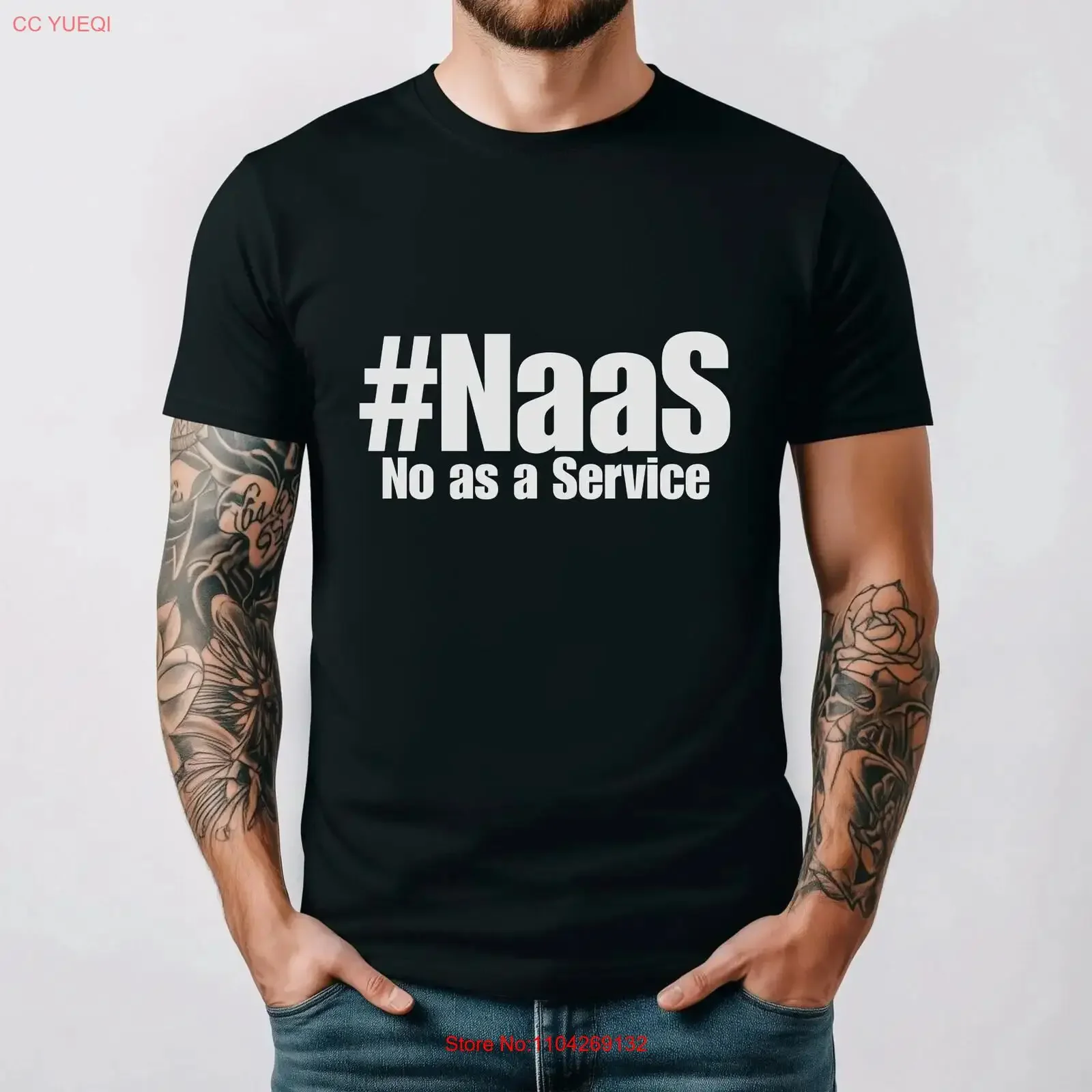 NAAS No As A Service T Shirt Funny for Tech Fans Ideal Colleagues Nerds vintage Washed Stylish streetwear Versatile Unisex