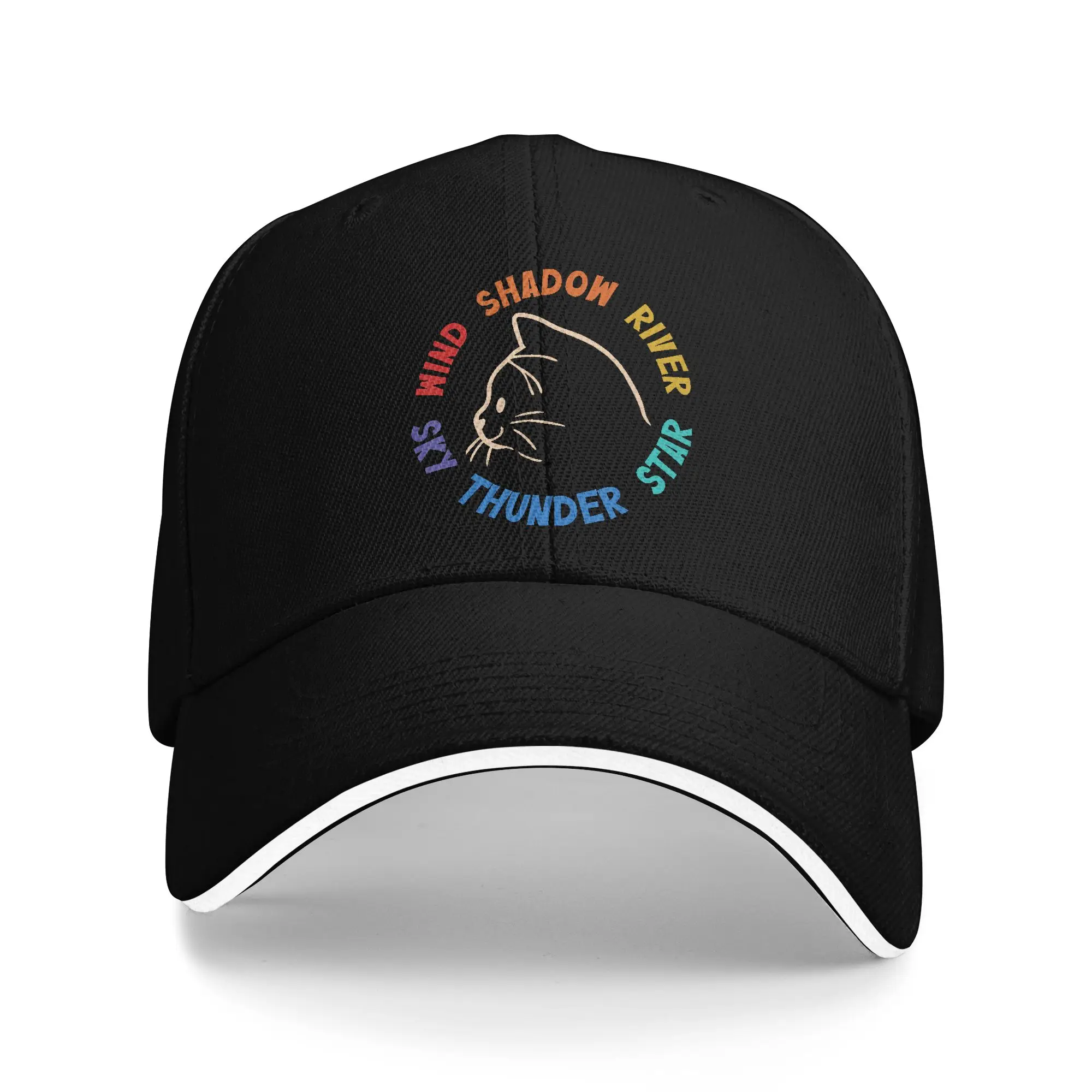 Wind Shadow River Star Thunder Sky Cat Sandwich Baseball Cap Retro FireStar Unisex Polyester Adjustable Headwear Sport Gift Hats
