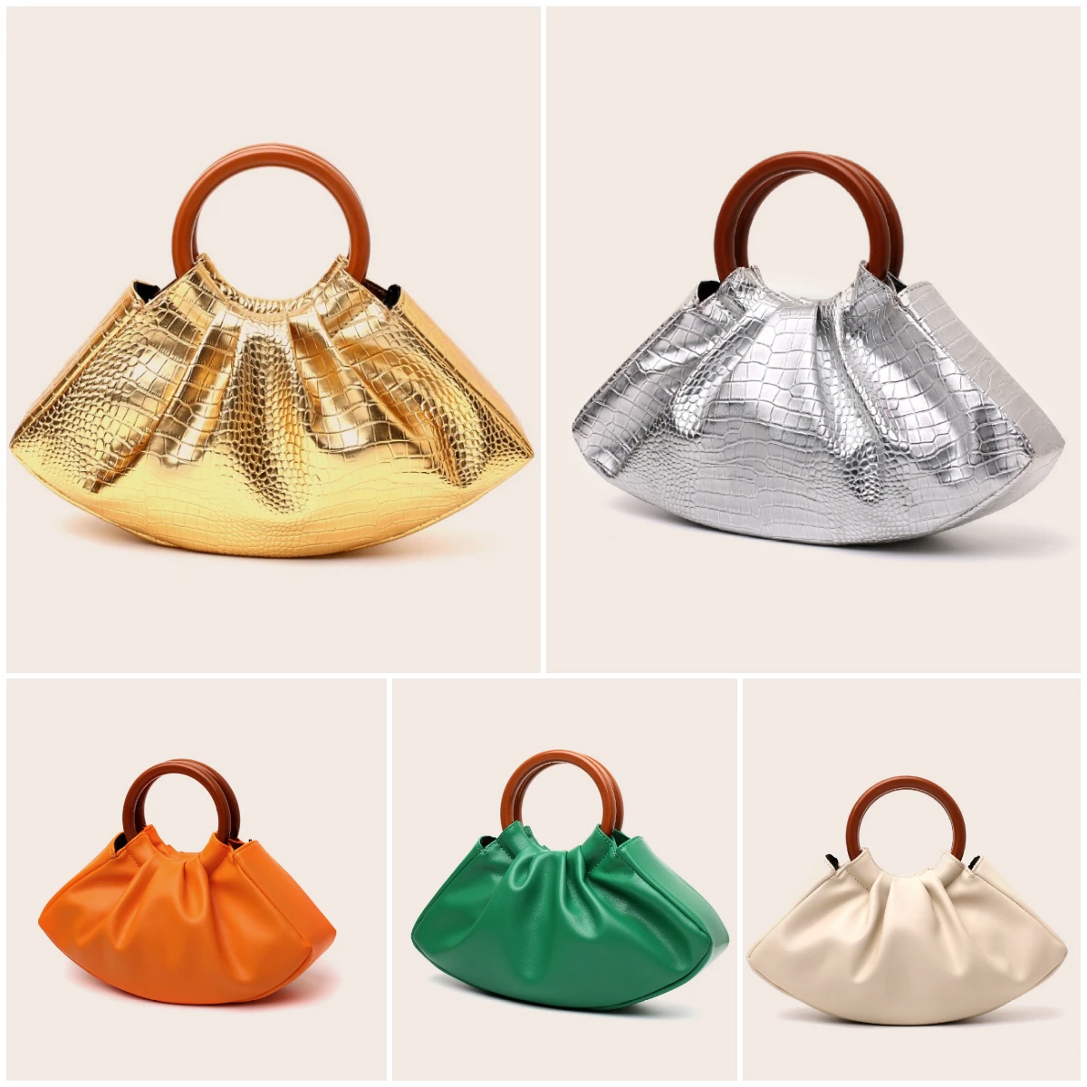 

Spring Retro Ladies Handbags Gold Silver Green PU Small Clutch Women's Wedding Party Evening Bags Charm Stylish Spring Handbags