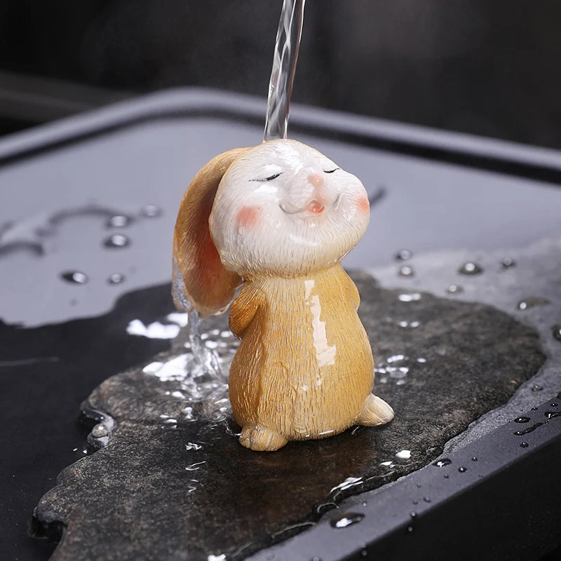 Resin Material/Cute Rabbit Tea Tray Ornaments That Change Color When Exposed To High Temperatures/Creativity/Bringing Good Mood