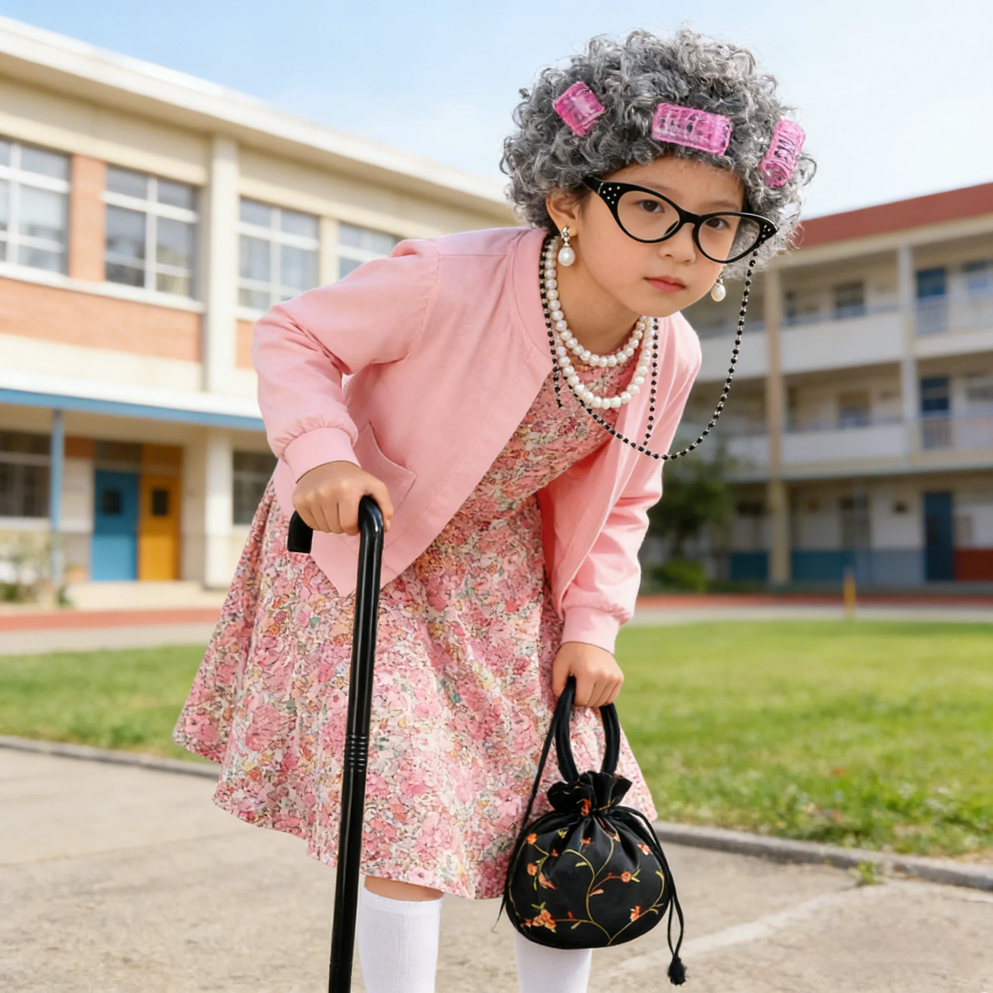 

Летнее платье с цветочным принтом для девочек, костюм бабушки для девочек, костюм для 100-го дня школы, платье бабушки с аксессуарами для детей от 4 до 12 лет