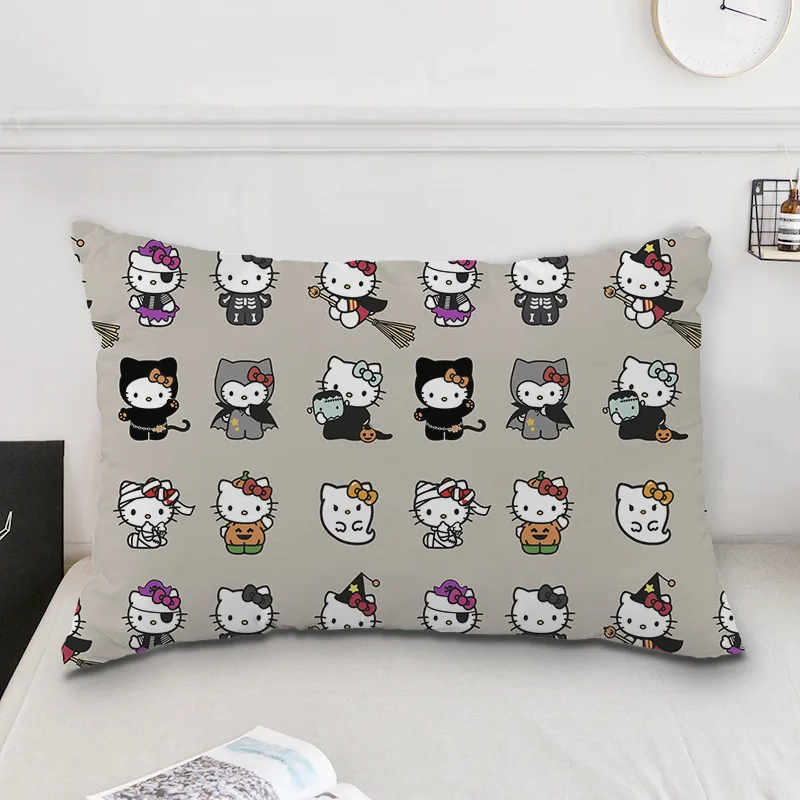 Halloween Hello Kittys Anime Cartoon Perifeer Print Patroon Dubbelzijdig Kussensloop Vakantie Huisdecoratie Kussensloop