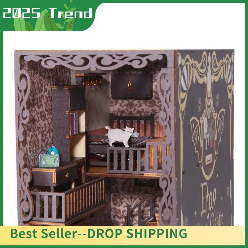 

DIY Book Nook Kit, DIY Basement Bookshelf Insert Decor Alley, 3D Wooden Puzzle Decorative For Kids/Adults