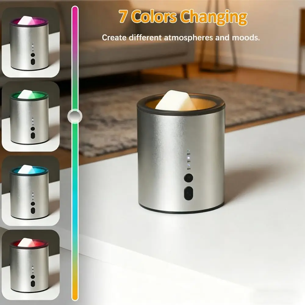 Wax Warmer for Scented Wax, 7 Color Changing Electric Wax Melt Warmer with Timer & Silicone Tray, Small Fragrance Wax Melter