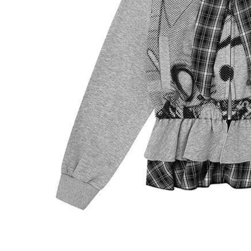 Sanrio Hello Kitty Kawaii Anime mode décontracté imprimé Plaid sweat à capuche Cardigan ample veste ensembles en Promotion pantalon