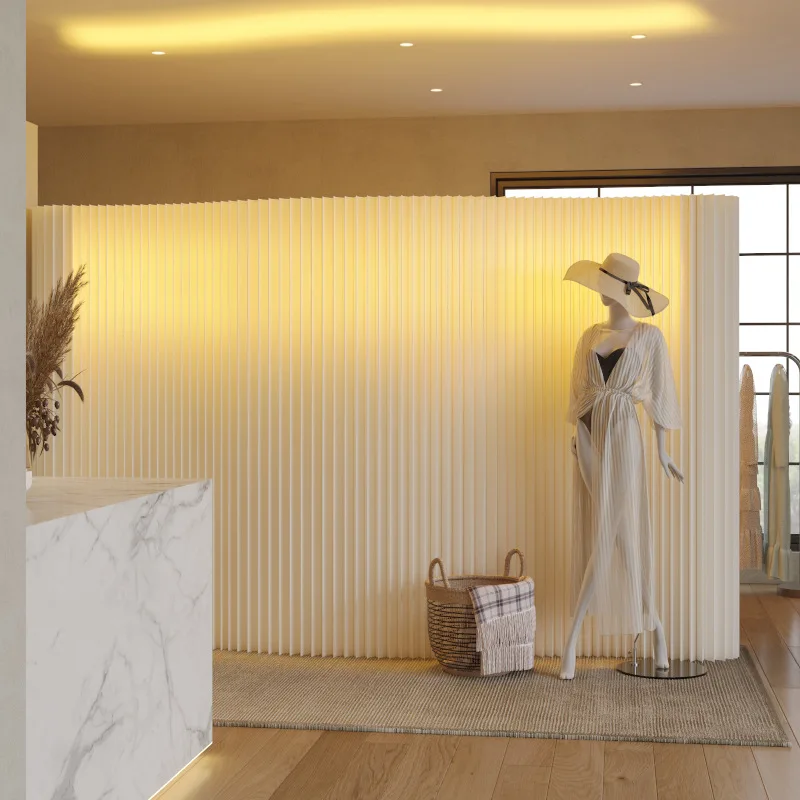 Paper screen partition luminous paper wall beauty salon office entrance light screen baffle folding stretch free installation