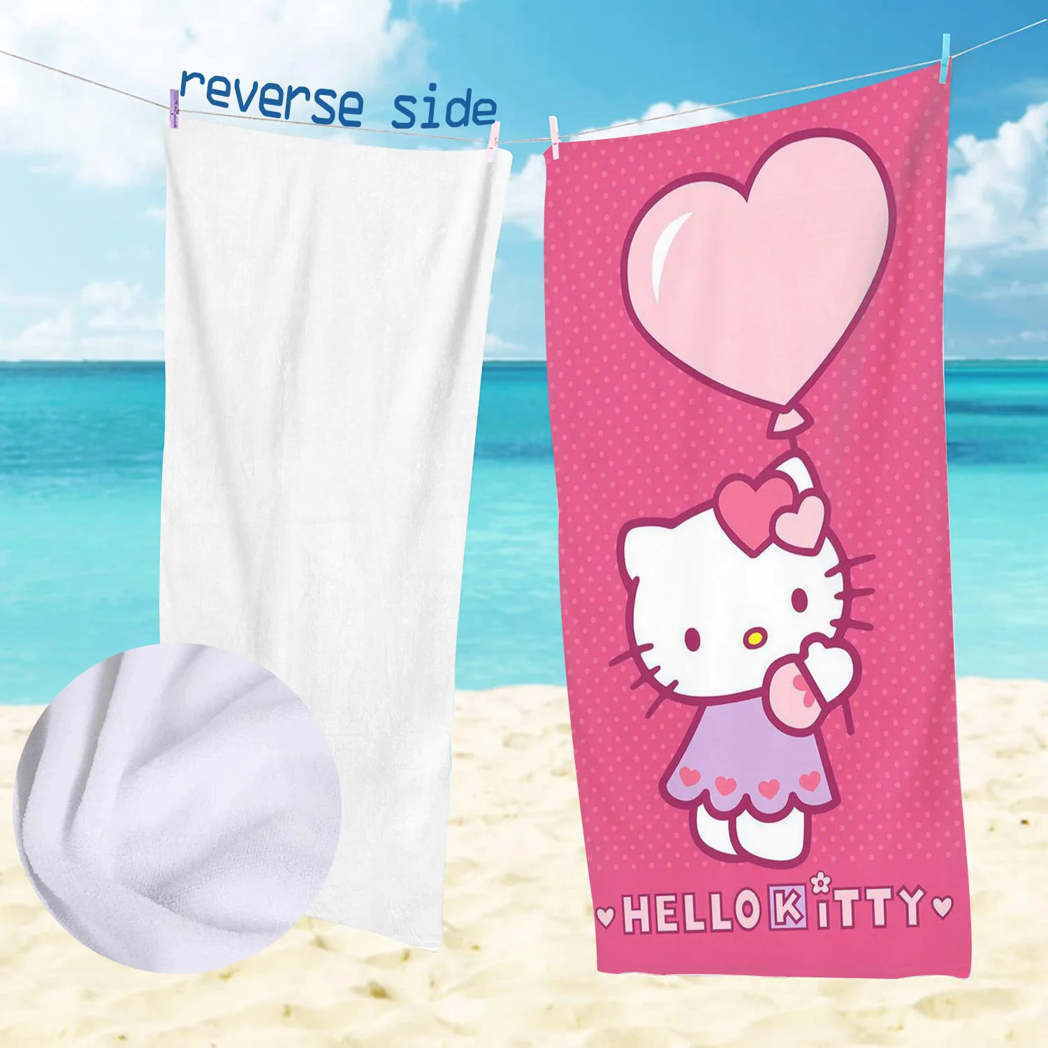 Hello Kitty Beach Towel, Cartoon, Cute Sanrio, Room Decor, Bath, Hand, Home, Shower, Travel, Bathroom, Boys, Girls, Children