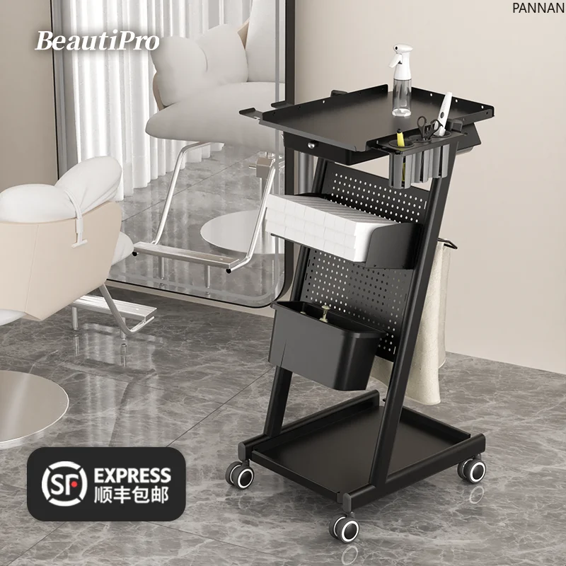 Barber tool cart, hair shop perm and dyeing cart, special multi-functional hole trolley for hair salon