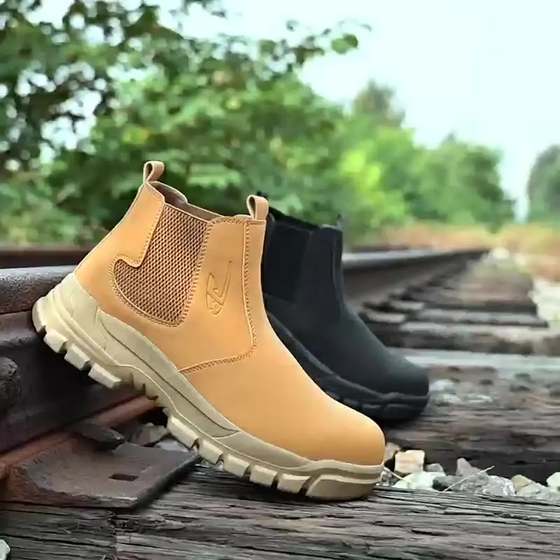 Water Proof Safety Work Shoes For Men Leather Boots Male Footwear Indestructible Construction Steel Head Brown Work Shoes