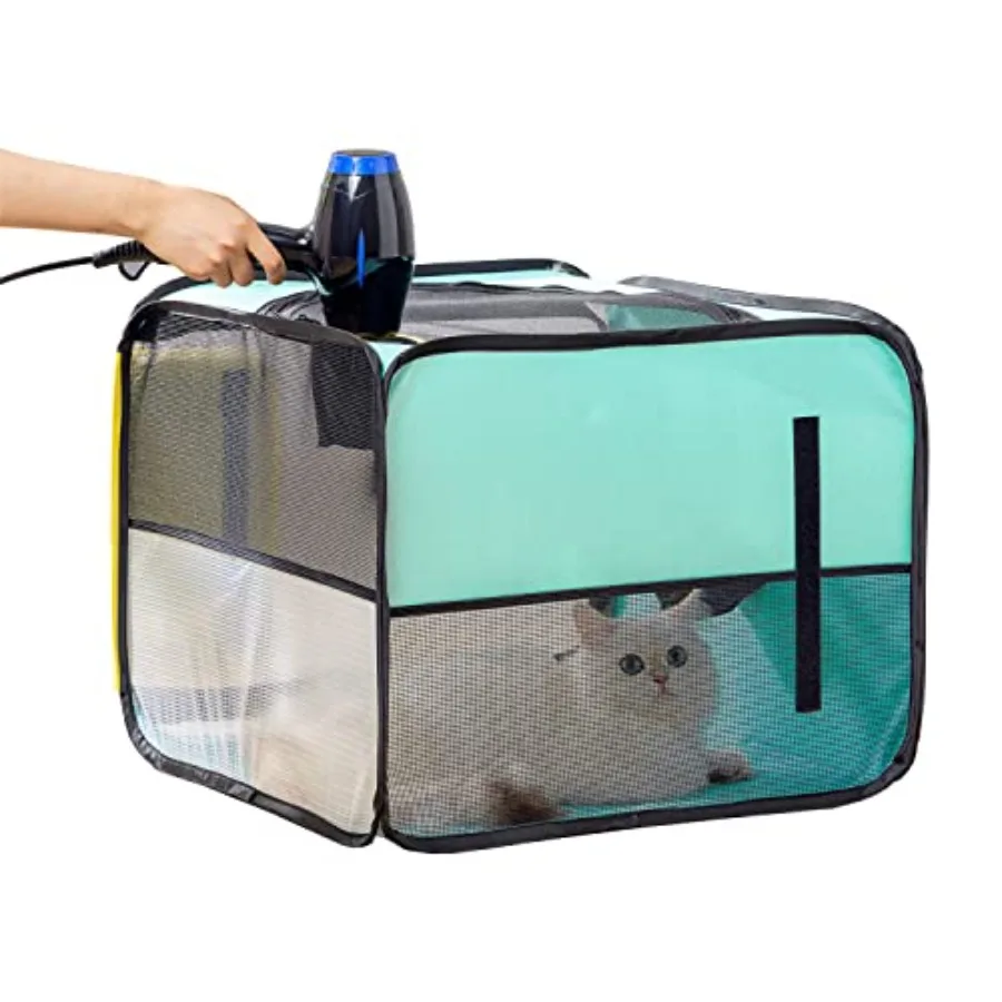 

Pet Dog Cat Drying Box Anti-Hair Flying Portable Foldable Cat Drying Room Drying Crate Cage for Small and Medium Dogs Green