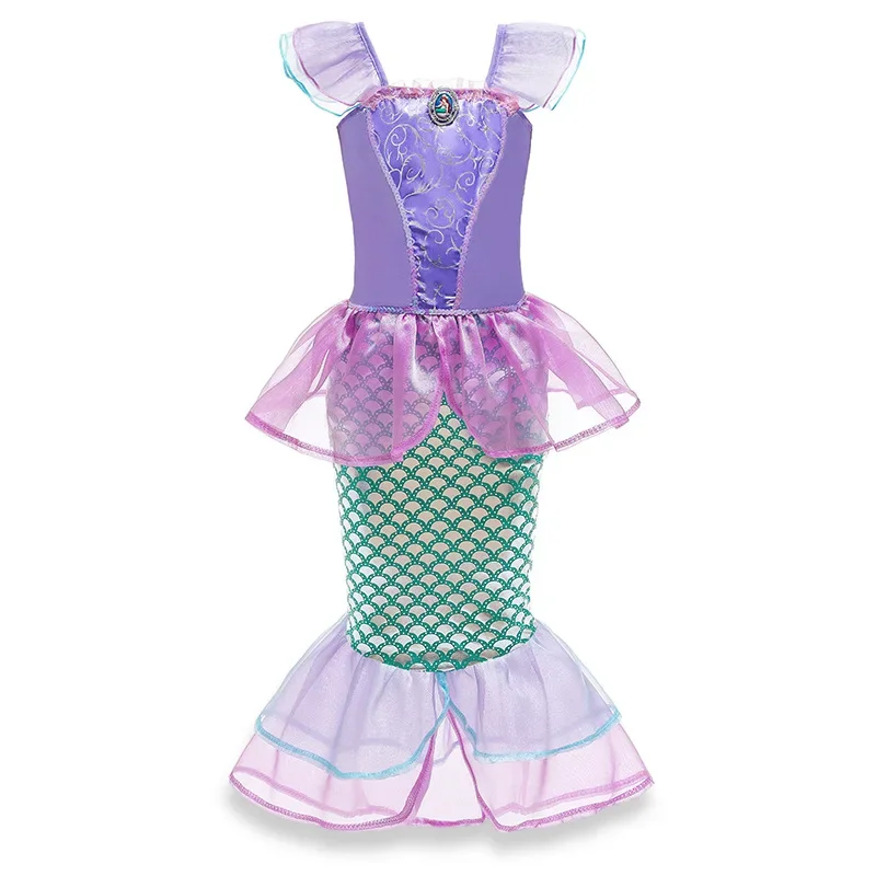 Girls Cosplay DISNEY Little Mermaid Costume Kids Fish Tail Dress Carnival Fancy Party Dress Children Halloween Dress Up Apparel view 5
