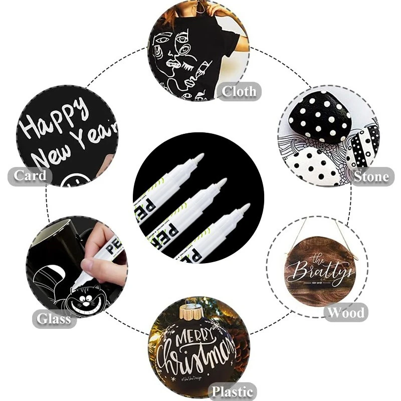 10 قطعة قلم تحديد أبيض مقاوم للماء الكحول الطلاء الزيتي الإطارات اللوحة الكتابة على الجدران أقلام هلام دائم القلم للنسيج الخشب والجلود 1.0 مللي متر