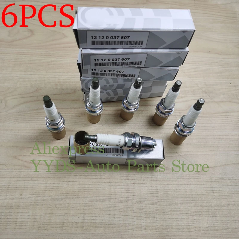 6PCS Spark Plug For BMW 325i 525i 540i 523i 528i 530i X3 X5 M5 M54 M62 E39 E38 E65 E53 12120037607