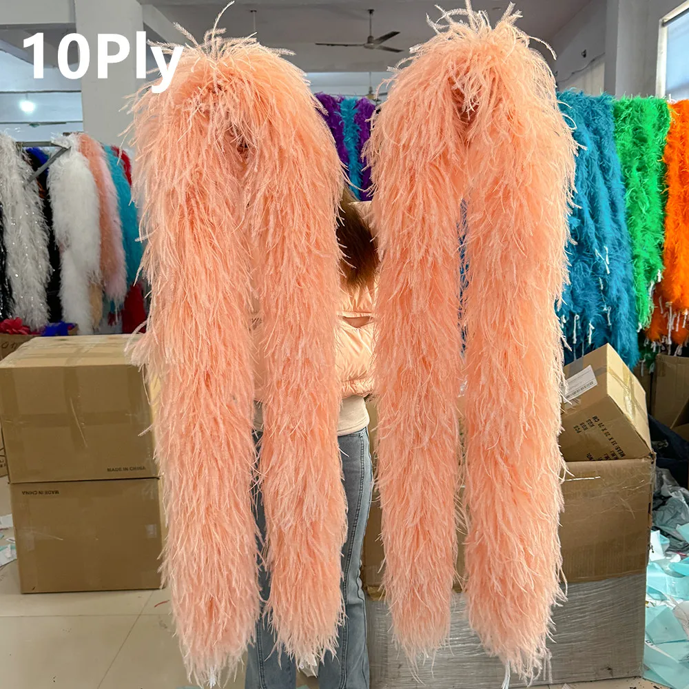 

10Piece 6 10ply Ostrich Feather Boa Trim Natural Ostrich Feather Scarf 2 Meters Party Clothig Sewing Wedding Dress Decoration