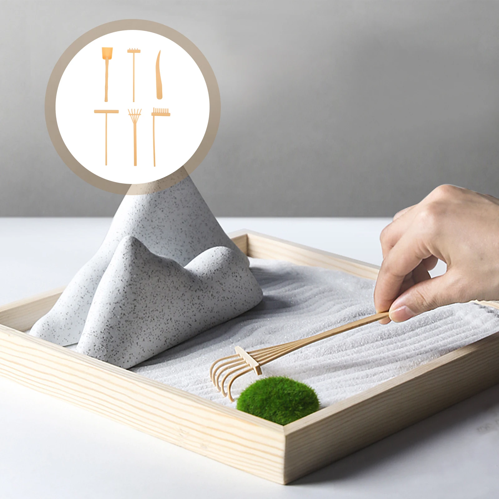6 ชิ้นชุดทรายมินิของเล่นหัตถกรรมขนาดเล็กน้ําหนักเบา Zen Rake เครื่องมือ Sandbox Therapy Desk Decor พลาสติกวัสดุทราย Smoothing