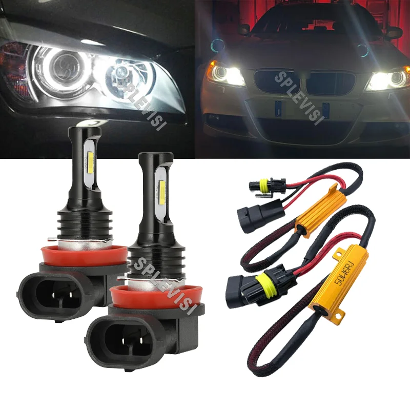 

2x H8 H9 H11 LED HID Xenon Light Bulbs Angel Eyes Halo Ring 6000K White Canbus Free For BMW