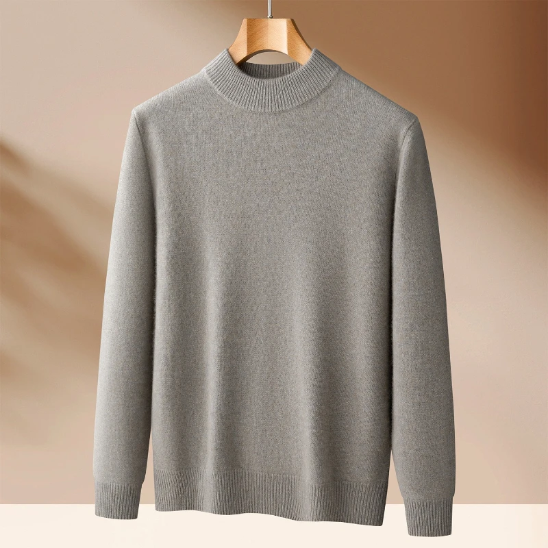 High Quality Men's Cashmere Sweater Cashmere Round Neck Half Turtleneck Classic Cashmere Sweater for Men