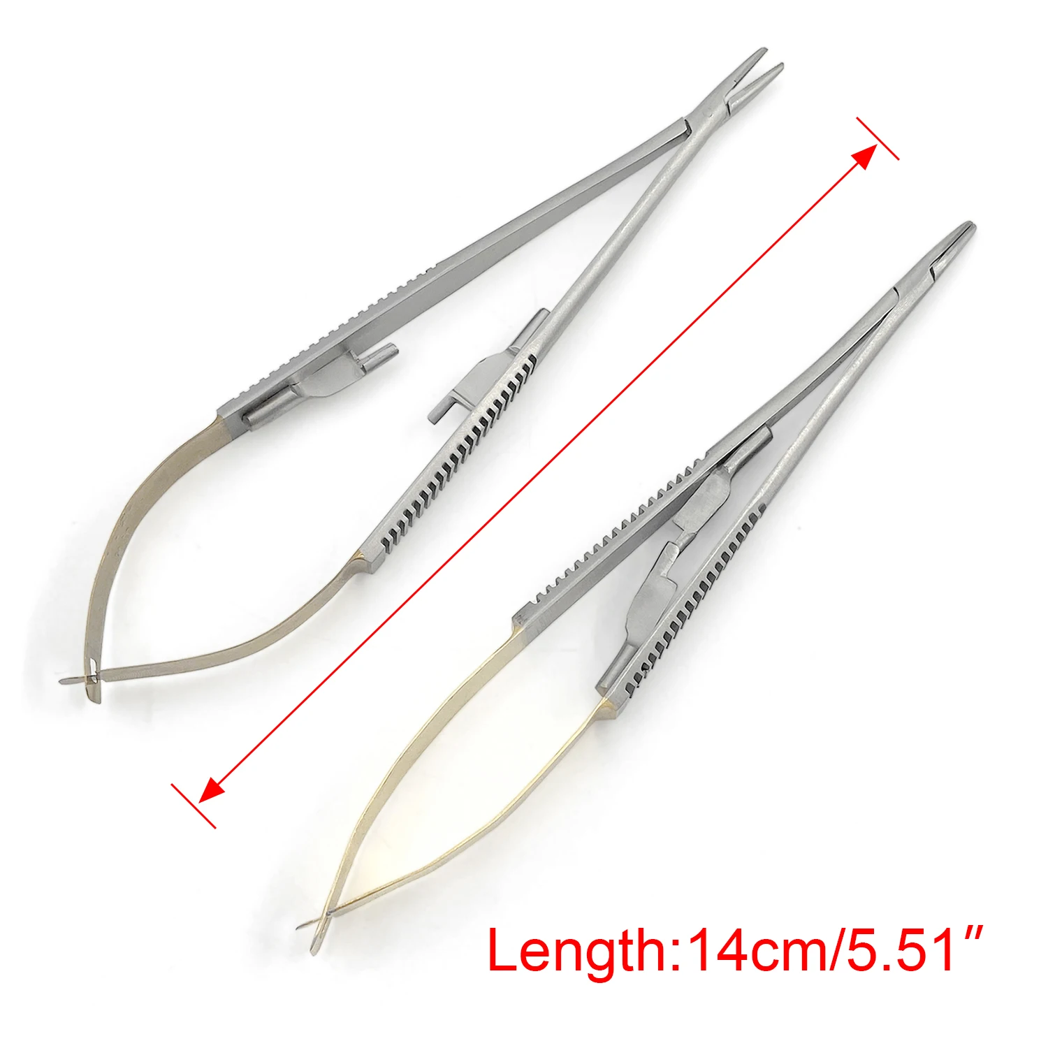 Straight/Curved Castroviejo Needle Holders with Lock Needle Holding Forceps 14cm/16cm Microsurgery Instruments Dental Forcep