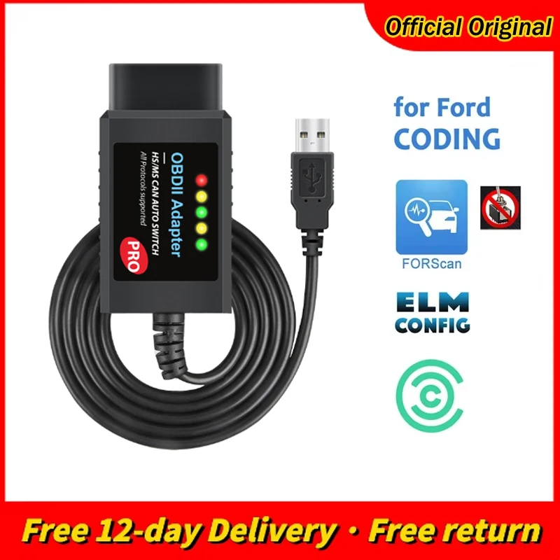 Forscan Pro Car Scanner Diagnostic Tools ELM327 Ford Mazda Lincoln OBD2 Programming Tools USB V1.5 HS MS-CAN