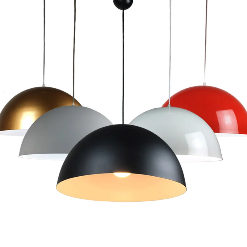 Modern simple Pendant Lights Aluminum Lustre Color Semicircle Cover Hanging Lamp Creative Restaurant Kitchen Luminaire Lamparas