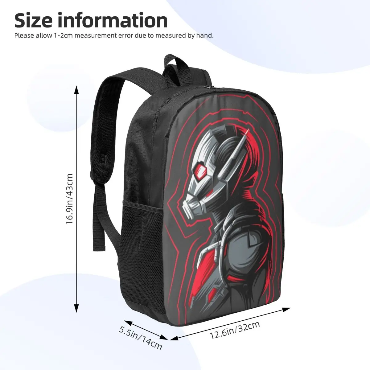 Mochila escolar Marvel Ant-man Basic de 17 polegadas – Mochila minimalista e elegante para adolescentes e adultos jovens