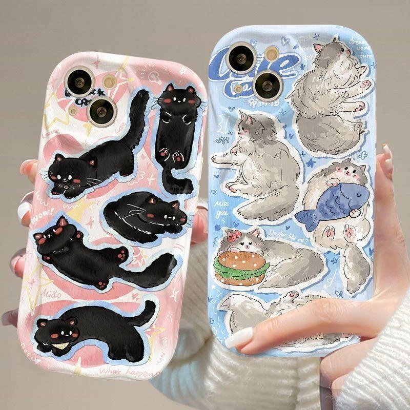 Full screen cat Phone Case For Samsung Galaxy A54 A24 A33 A34 A73 5G A31 A32 A51 A52 A53 A71 A72 A30 A20 A50 A50S A30S soft