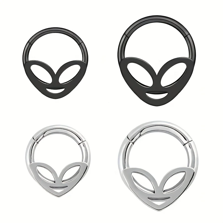 2pcs/4pcs Simple 316 Stainless Steel Seamless Ring Earrings For Men Halloween Mask Nose Rings Body Piercing Jewelry 8mm 10mm