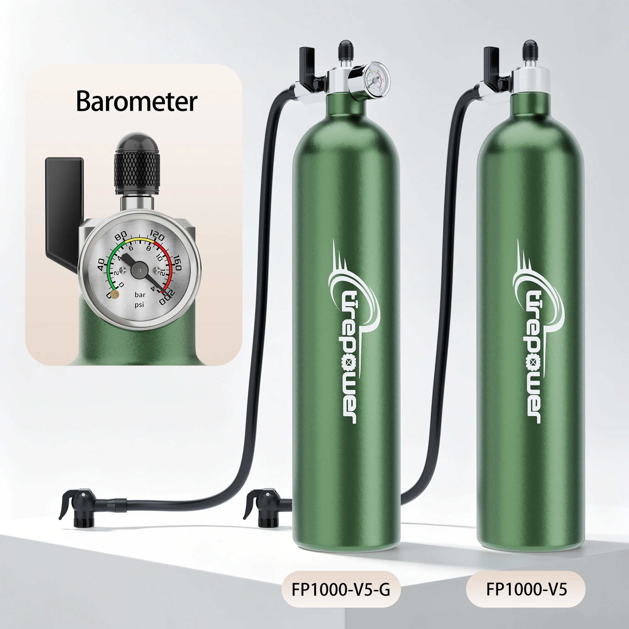 1,3L MTB-Straßenreifenfüller mit Ventil, Gasflasche mit Manometer für schlauchlose Fahrradreifen – Detail 1