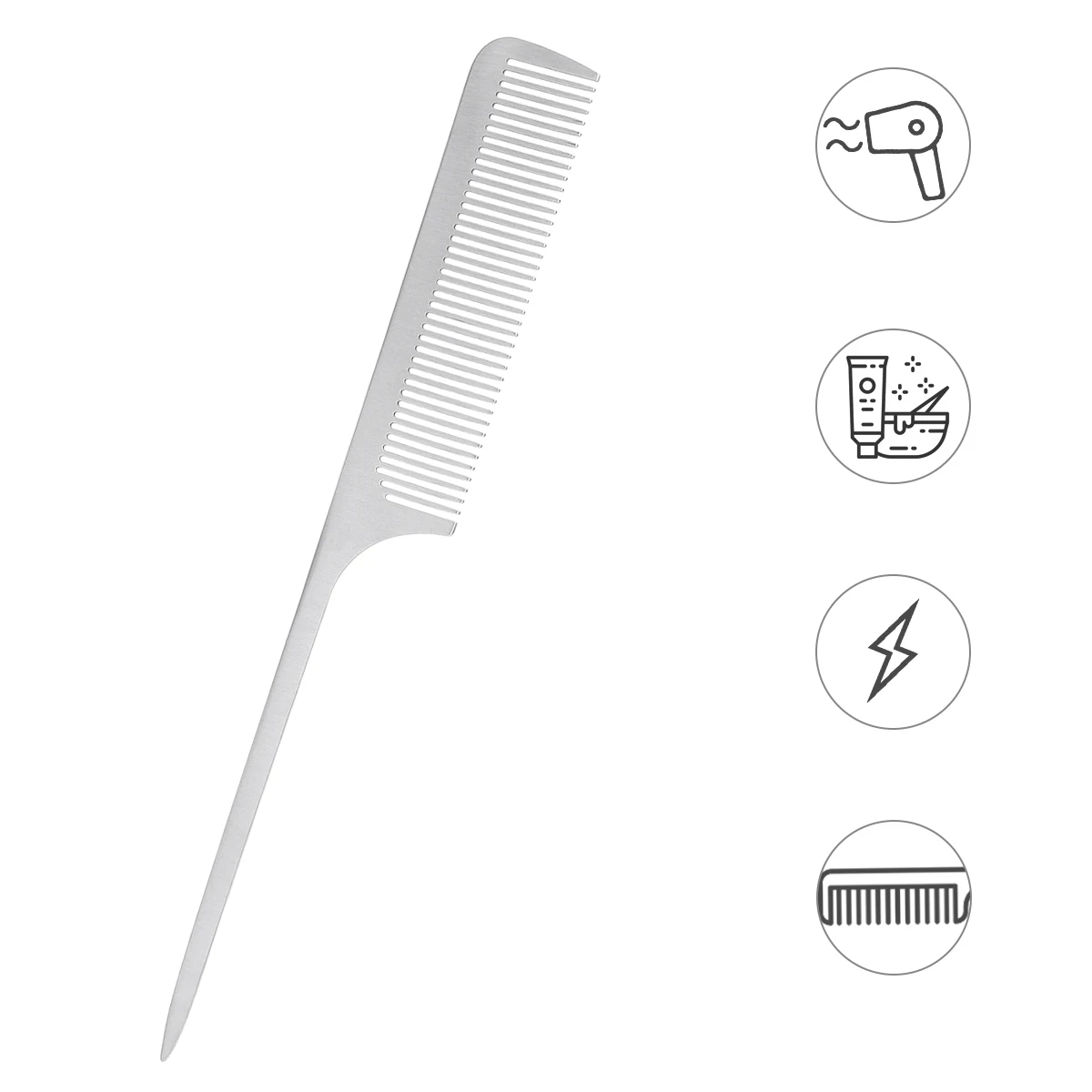 

Расческа из титановой стали 21X3 см, серебристая, профессиональный парикмахерский инструмент для парикмахерской, салона, прочная расческа для стрижки волос для толстых волос