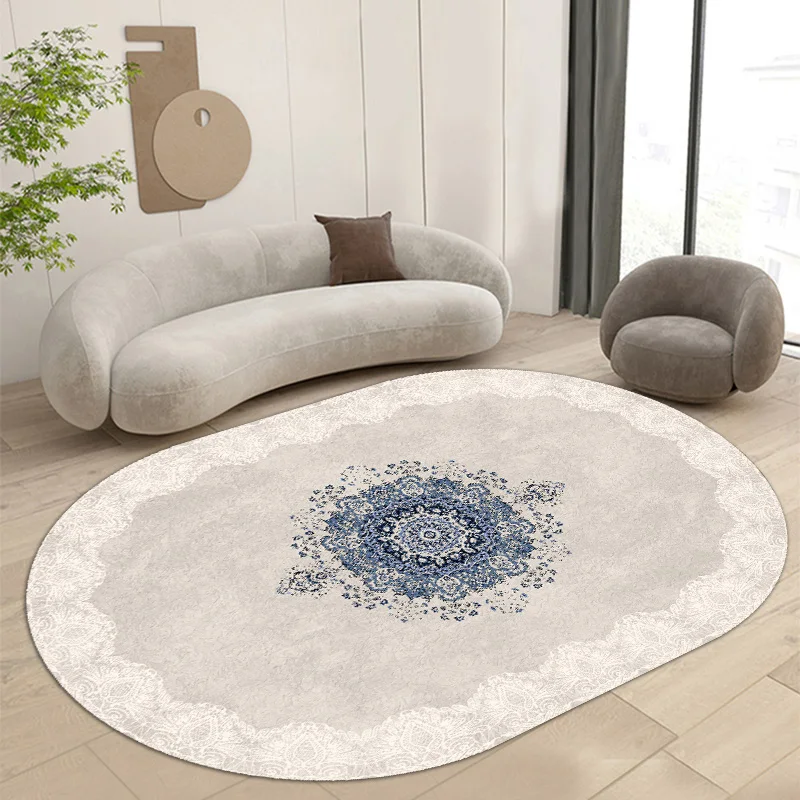 Modern Carpet For Living Room Large Size Oval Shape Soft Velvet Rug Girls Bedroom Pink Decor Luxury European Floor Mat Washable