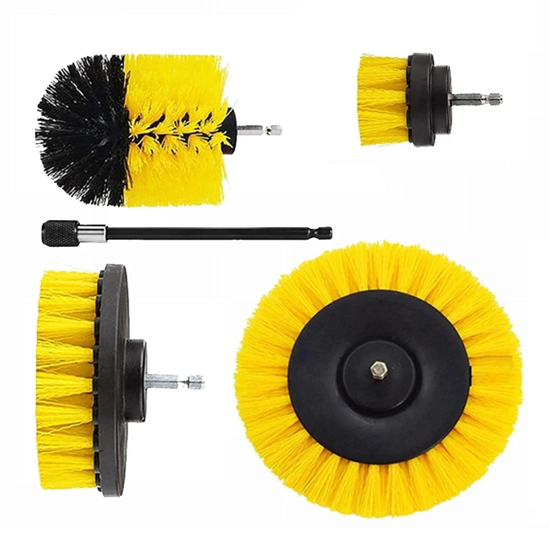 5-Piece Drill Brush Head Power Clean Cone Set Drill Brush Kit Scrubber Carpet Bathroom Furniture Shower Tool