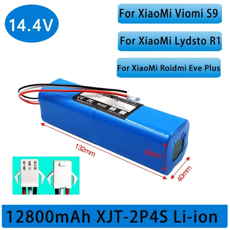 2024 100% 샤오미 비오미 S9 Lydsto R1, 로이드미 이브 플러스, 14.4V 리튬 배터리, 2P4S, 5200mAh, 6800mAh, 9800mAh, 12800mAh