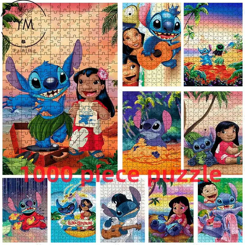 Disney Cartoon Movies Lilo & Stitch Games Picture Puzzle Toys Kids Adult Collection Hobby Educational Toys Birthday Gifts