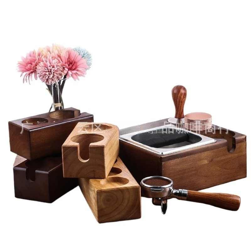 Wooden Coffee Tamper Holder, Knock Box, Portafilter Stand, Bar Storage Rack