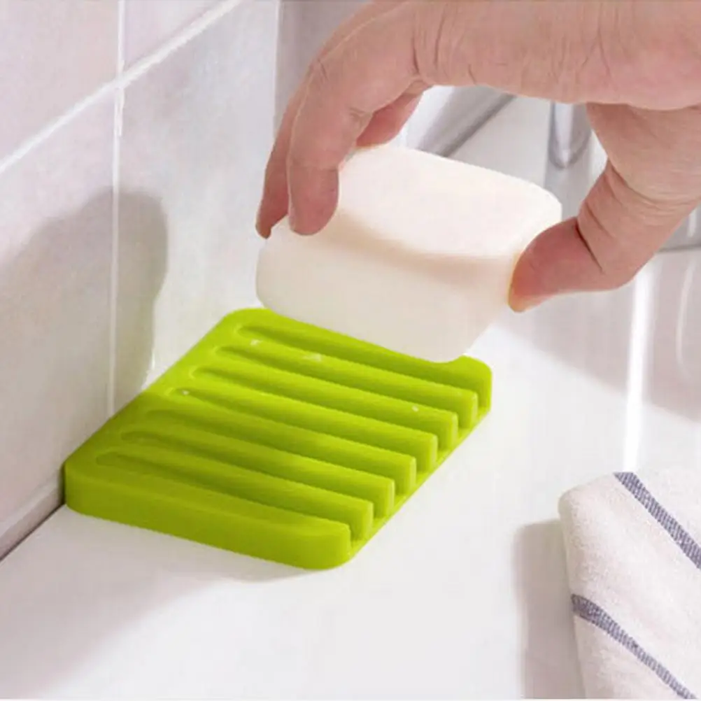 TXM Bathroom Silicone Flexible Soap Dishes Storage Holder Soapbox Plate Tray Drain Bath Tools