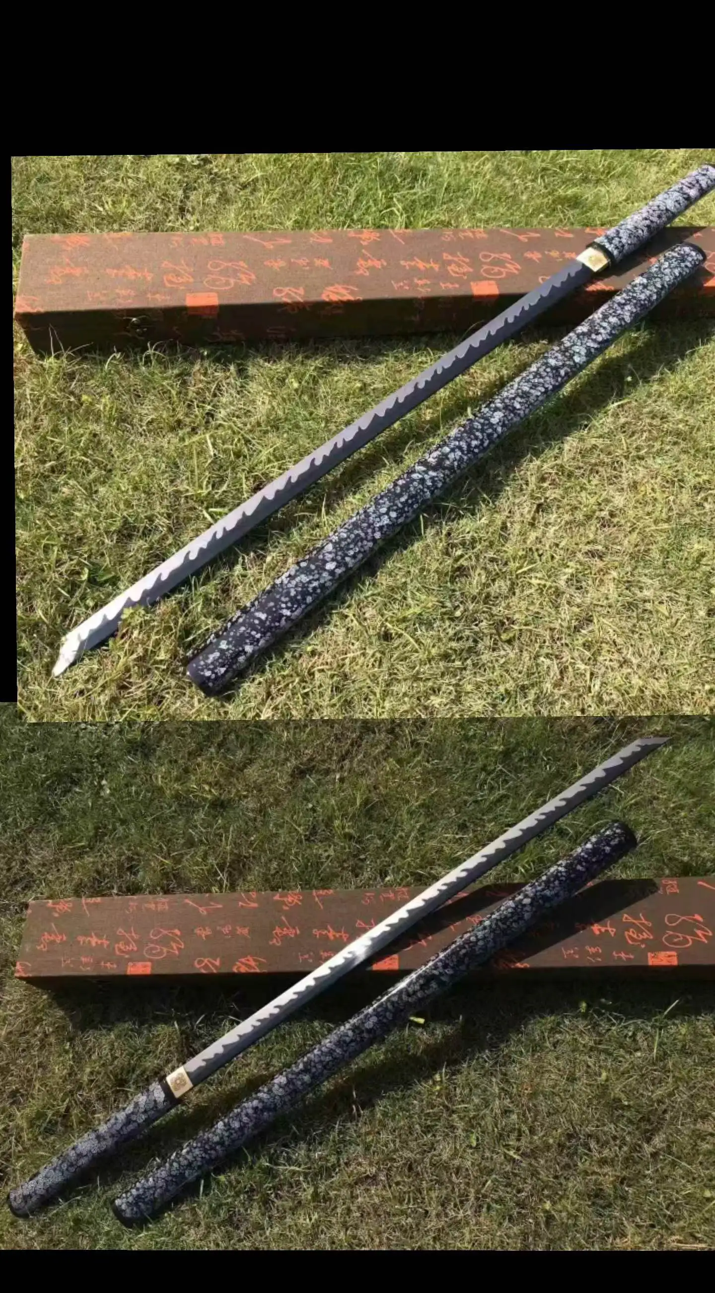 Traditional Chinese Kungfu Unyielding Battle Sword, Aoxue, Multi Refined Spring Steel Blackened Blade,Unsharp