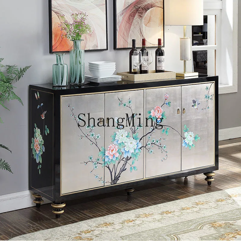 

SM new Chinese-style dining side cabinet Chinese-style entry door, living room decoration entrance, solid wood dining table