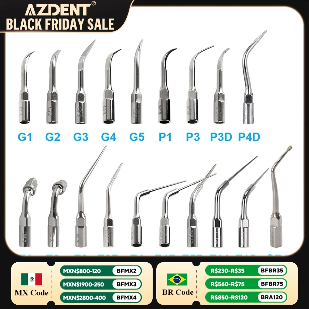 Dental Ultrasonic Scaler Tip AZDENT Scaling Periodontics Endodontics Endo Perio Scaling Tips G P E fit for EMS and WOODPECKER