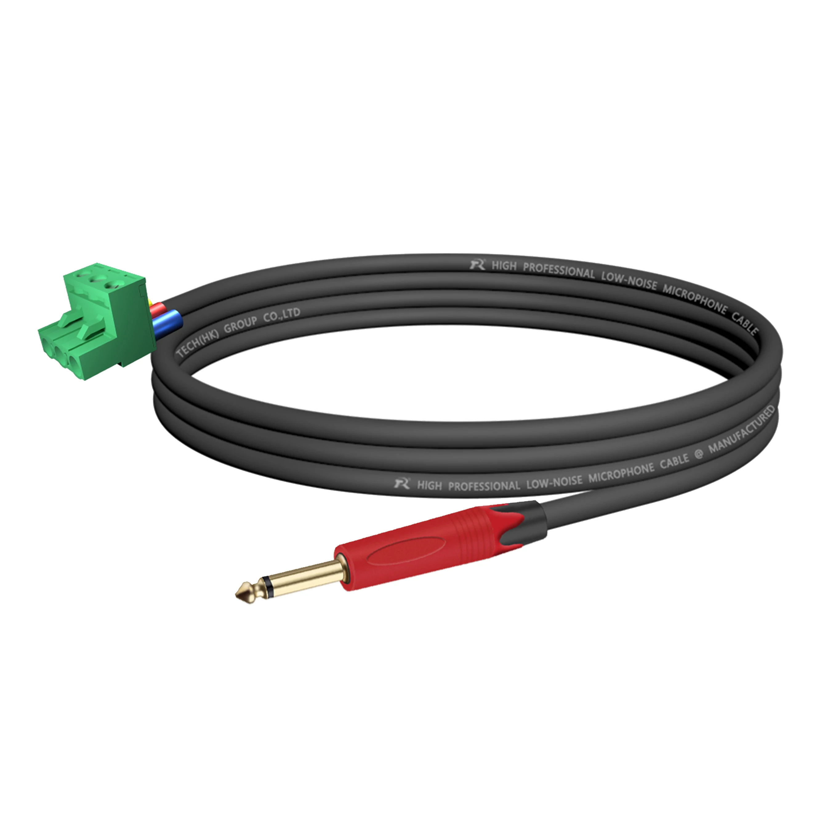 Professionelles 6,35/6,5 mm (1/4 Zoll) TS-Mono-Stecker auf 3-poligen 5,08 mm Phoenix-Stecker-Kabel, symmetrische Audiosignalübertragung – Detail 18