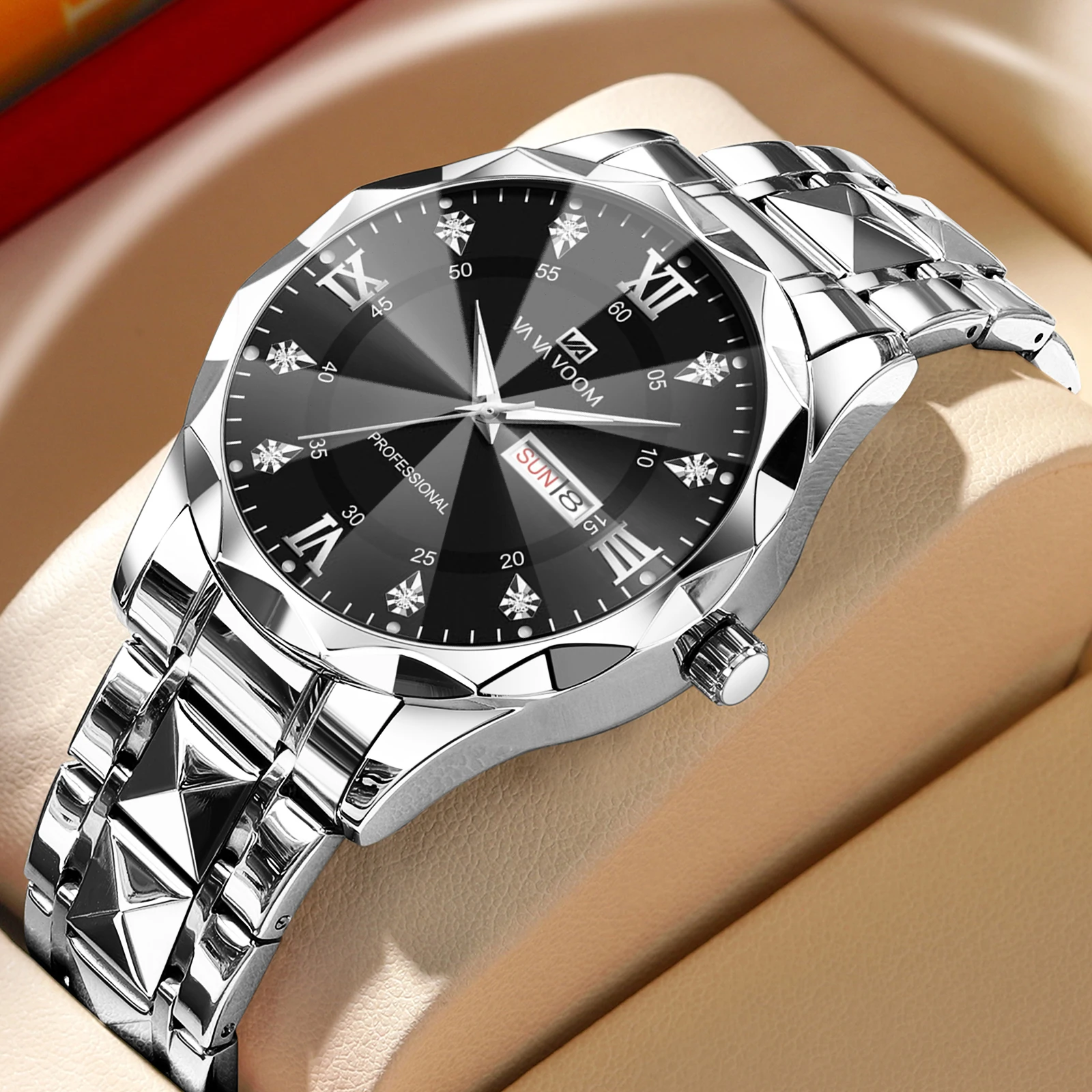 VA VA VOOM Brand Men Watch Rhinestone Luxury Week Quartz  display picture 1