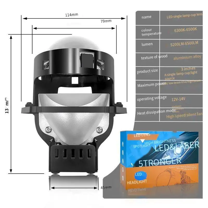 

3 Inch Bi Led Projector Lens 12V 50W 6000K 5500Lm Hi Lo Beam Car Headlight Retrofit