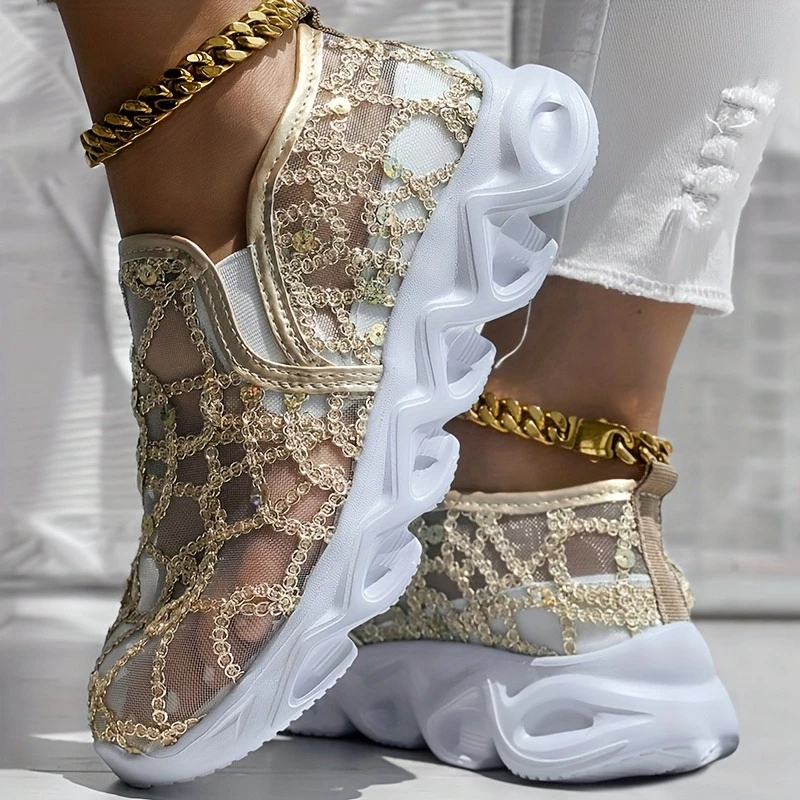 

Platform Wedges Women Mesh Sneakers Slip on Casual Comfy Heeled Shoes for Woman Outdoor Anti-slip Sneakers Zapatos De Mujer