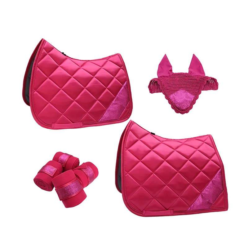

Stardust Equestrian Products High Quality Horsing Saddle Blanket Crochet Ear Bonnet Horse Polo Wraps Glitter Saddle Pads Set